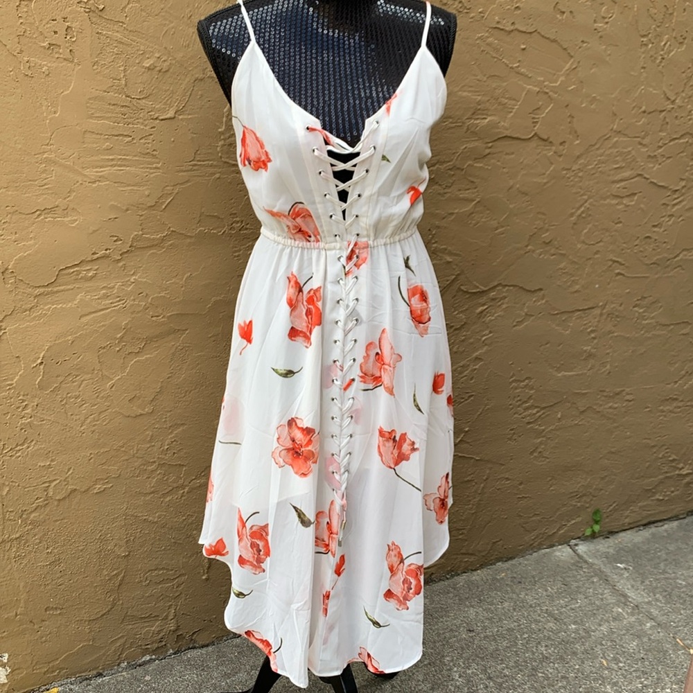🎉HOST PICK🎉 Haute Hippie Floral Lace-Up Front Silk Dress - NWOT